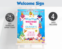 Baby Shark Birthday Welcome Sign | Editable | Printable | Instant Digital Download
