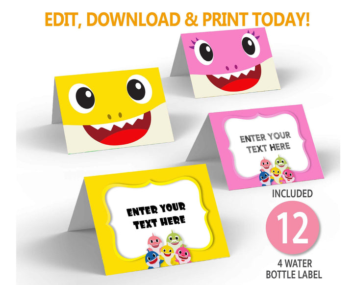 Baby Shark FOOD TENTS | Food Labels | Editable | Printable | Instant Digital Download - kidszoneparty