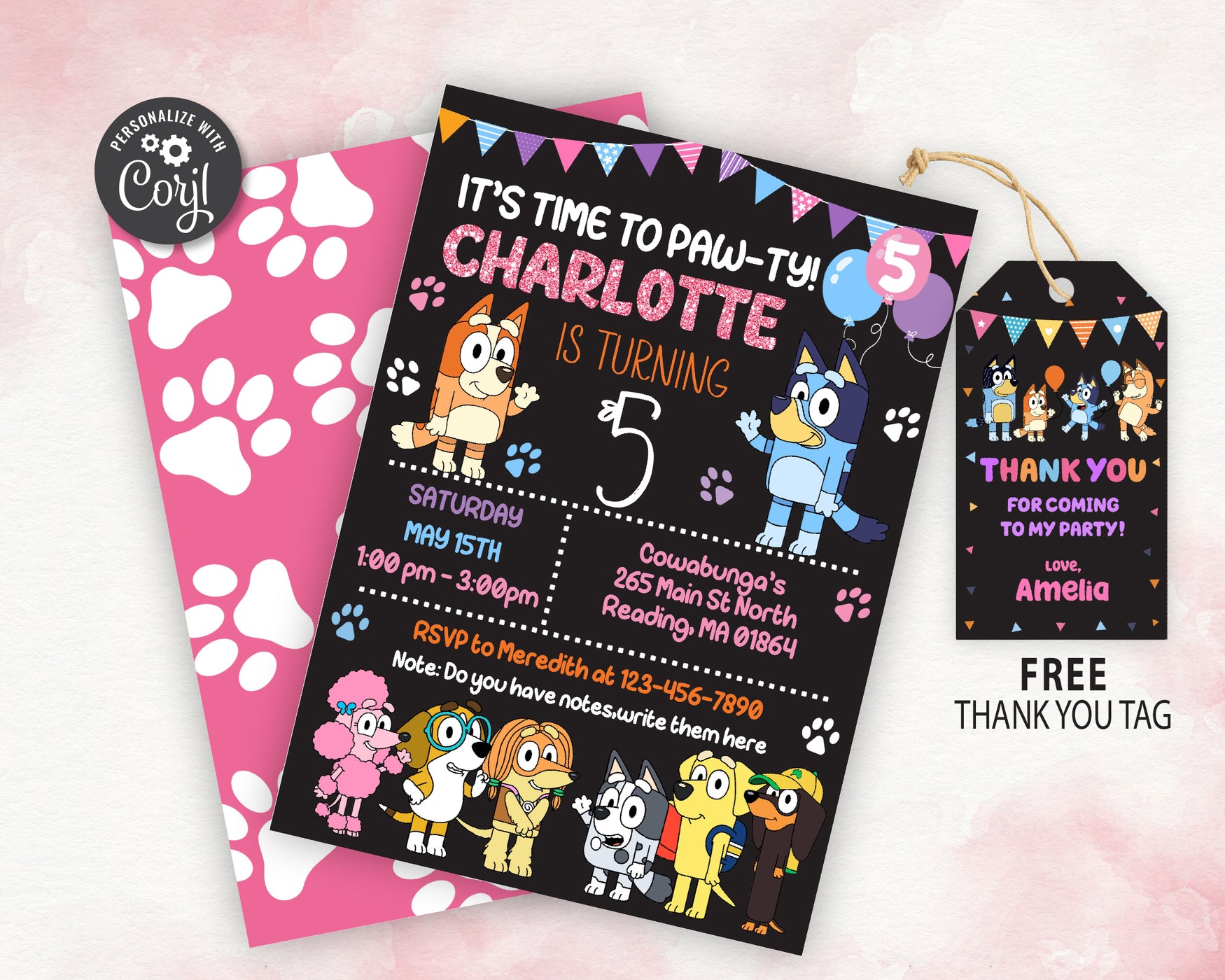 Editable Five Nights at Freddy's Invitation Free Thank You Card