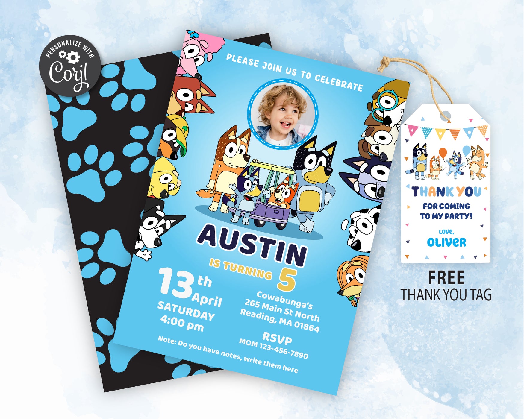 Bluey Birthday Invitation Template With Photo | Editable | Printable | Instant Download