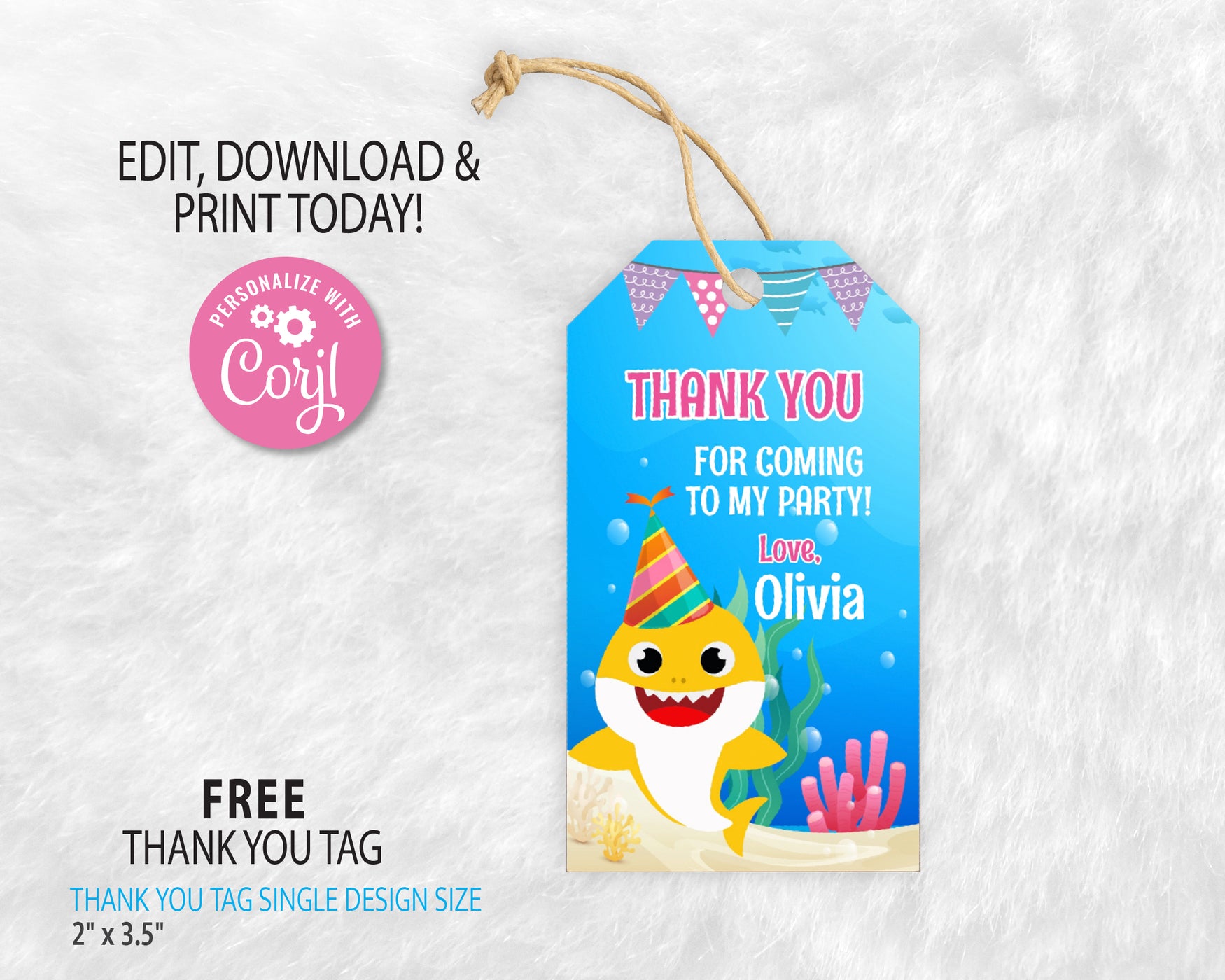 Baby Shark Birthday Invitation Template  | Editable | Printable | Instant Download