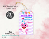 Baby Shark Birthday Invitation Template | Editable | Printable | Instant Download
