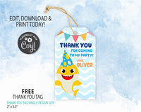 Baby Shark Birthday Invitation Template | Editable | Printable | Instant Download
