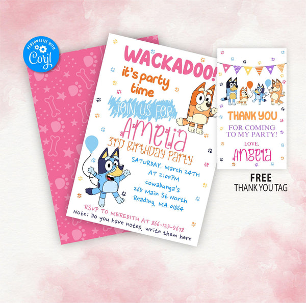 Bluey Birthday Invitation Template | Editable | Printable | Instant Download - kidszoneparty