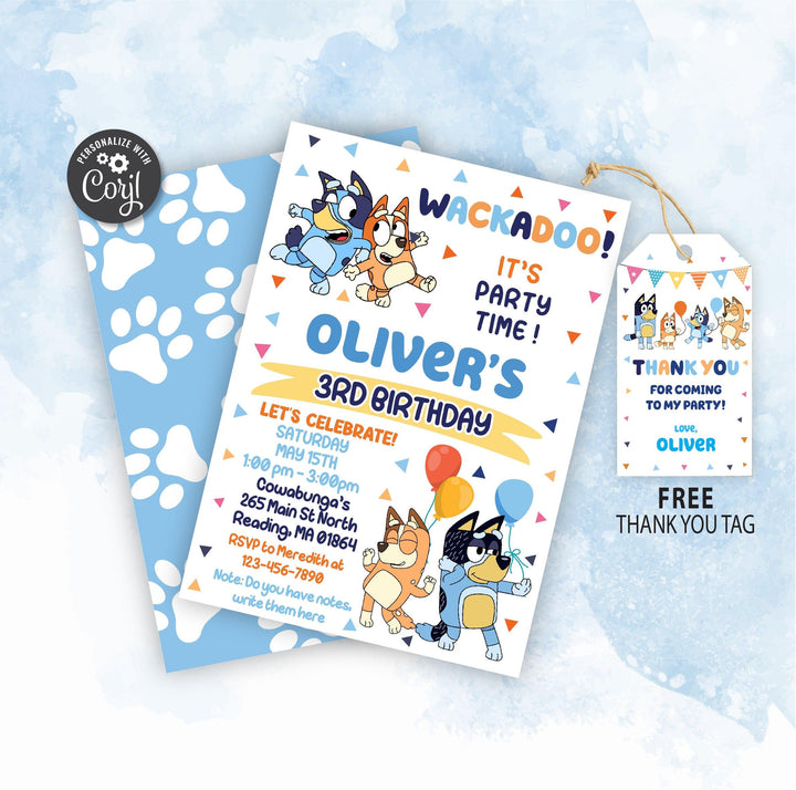 Bluey Birthday Invitation | Editable | Printable | Instant Download - kidszoneparty