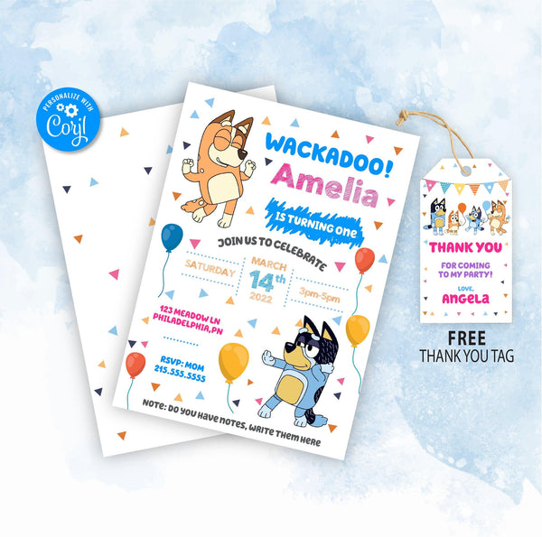 Bluey Birthday Invitation Template | Editable | Printable | Instant Download - kidszoneparty