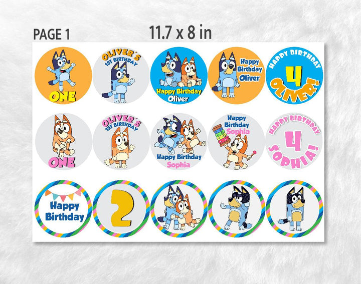 Bluey Birthday Cupcake Toppers | Digital File | Editable | Printable | Instant Download - kidszoneparty