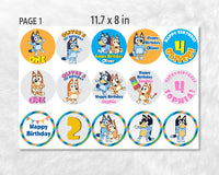 Bluey Birthday Cupcake Toppers |  Digital File | Editable | Printable | Instant Download
