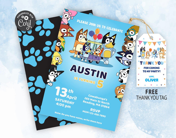 Bluey Birthday Invitation Template | Editable | Printable | Instant Download - kidszoneparty