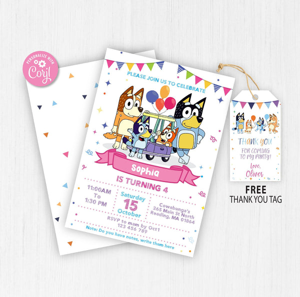 Bluey Birthday Invitation Template | Editable | Printable | Instant Download - kidszoneparty