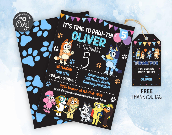 Bluey Birthday Invitation Template | Editable | Printable | Instant Download - kidszoneparty