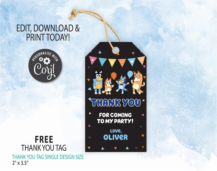 Bluey Birthday Invitation Template | Editable | Printable | Instant Download - kidszoneparty