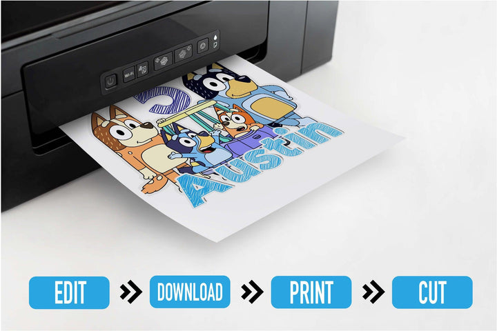 Bluey Birthday Cake Topper | Editable | Printable | Instant Digital Download - kidszoneparty