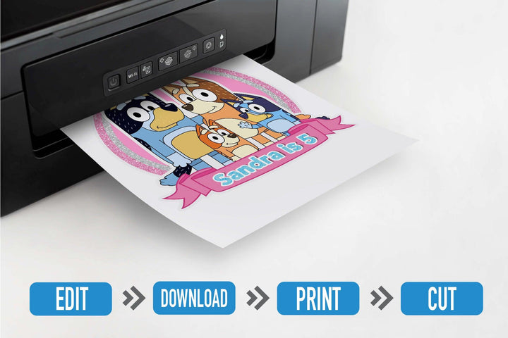 Bluey Birthday Cake Topper | Editable | Printable | Instant Digital Download - kidszoneparty