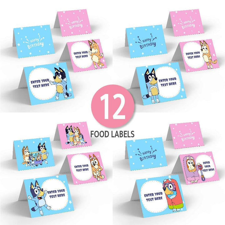 Bluey FOOD TENTS | Food Labels | Editable | Printable | Instant Digital Download - kidszoneparty