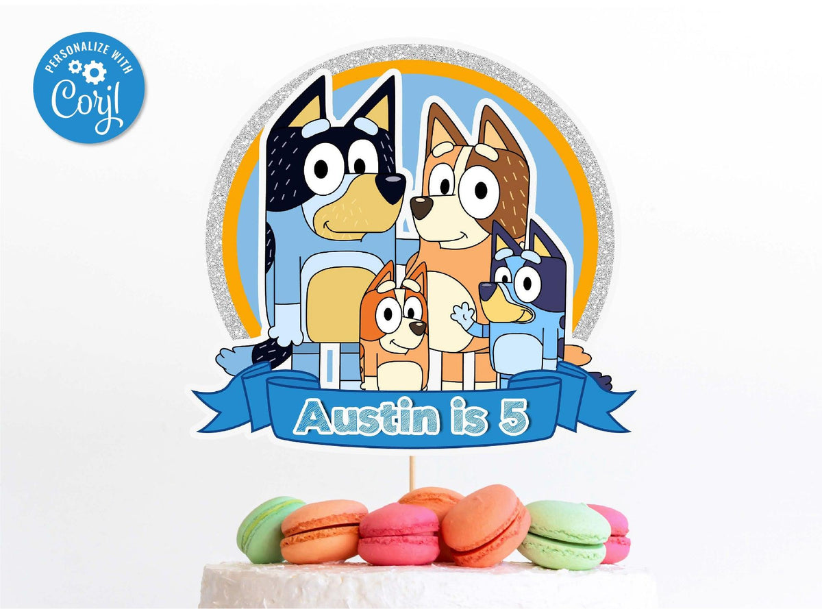 Bluey Birthday Cake Topper Editable Printable Instant Digital Do