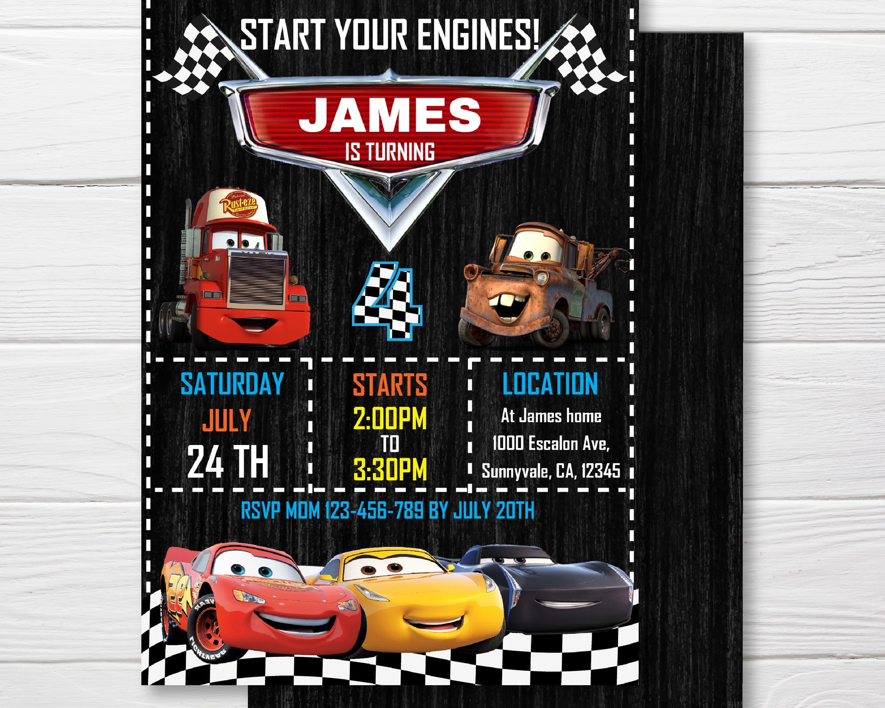 Cars Birthday Invitation Template With Photo | Lightning McQueen Invitation  | Editable | Printable | Instant Download