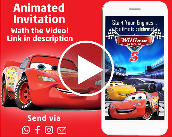 Cars Birthday Video Invitation | Lightning McQueen Animated  Invitation