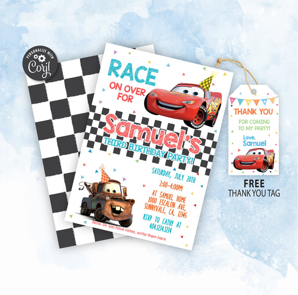 Cars Birthday Invitation Template | Lightning McQueen Invitation  | Editable | Printable | Instant Download