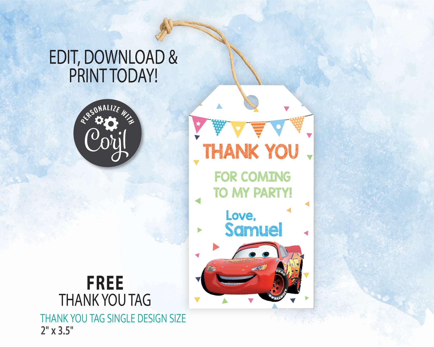 Cars Birthday Invitation Template | Lightning McQueen Invitation  | Editable | Printable | Instant Download