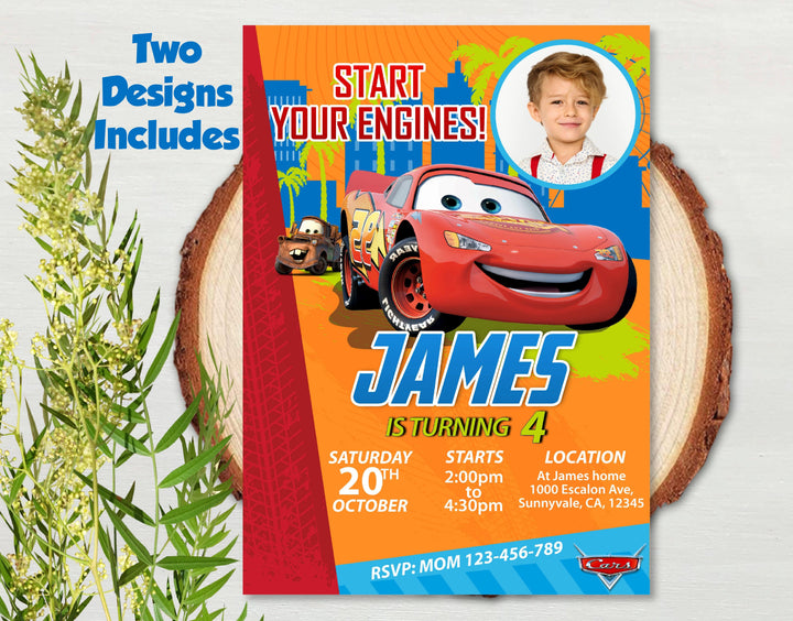 Cars Birthday Invitation Template With Photo | Lightning McQueen Invitation | Editable | Printable | Instant Download - kidszoneparty