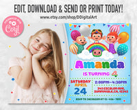 Cocomelon Birthday Invitation Template With Photo | Editable | Printable | Instant Download
