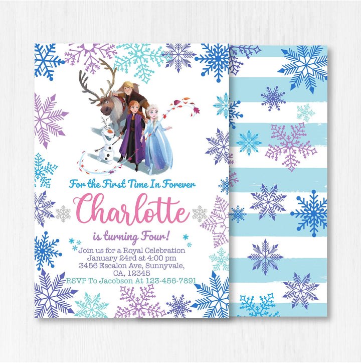 Elsa anna Olaf Kristoff Sven Frozen Party Invitation - Editable-Printable - Instant Download - kidszoneparty
