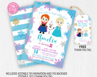 Frozen Birthday Invitation Template | Elsa Anna Birthday Party Invitation | Editable | Printable | Instant Download
