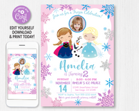 Frozen Birthday Invitation Template With Photo | Editable | Printable | Instant Download
