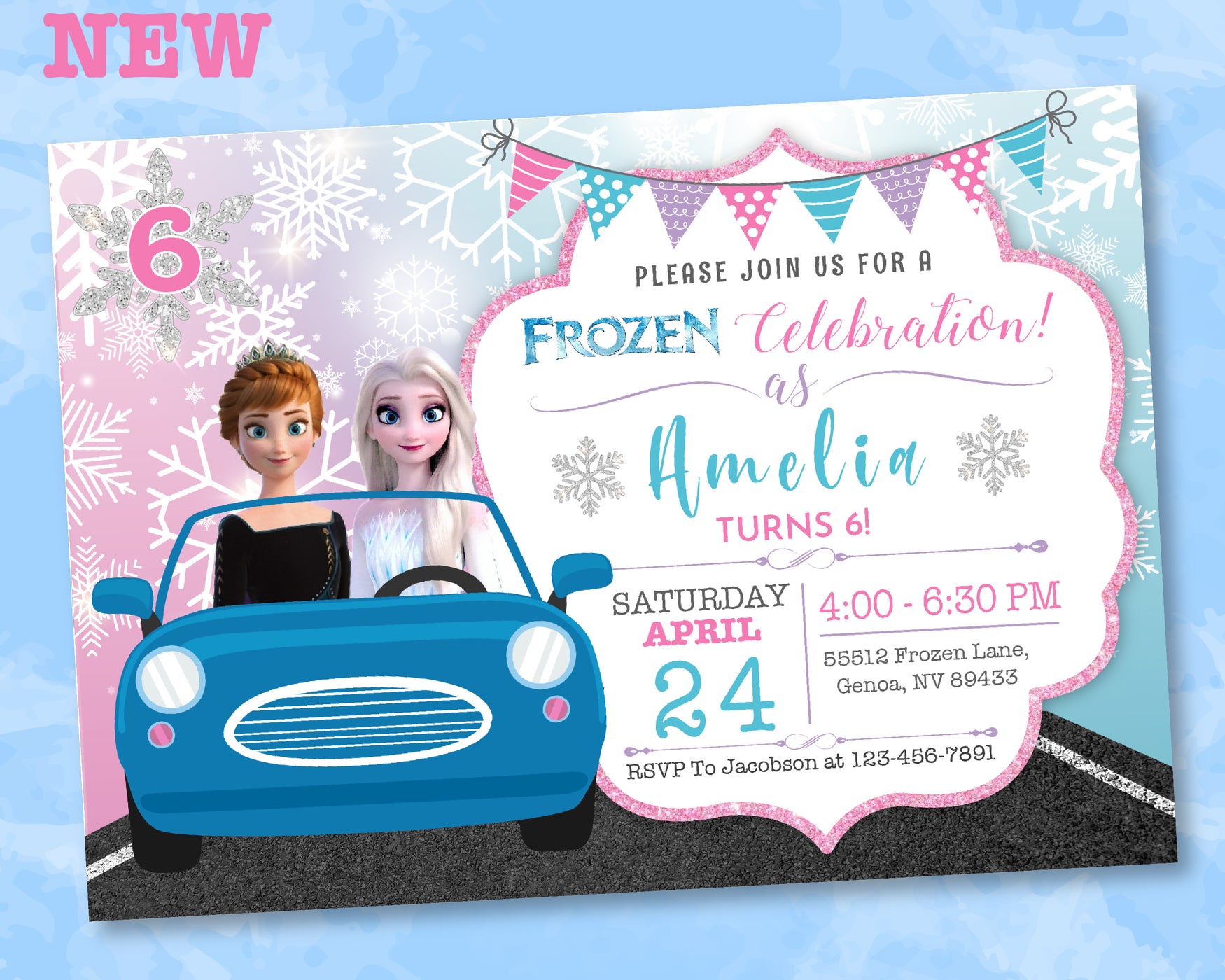 Frozen Birthday Invitation | Elsa Anna Birthday Party Invitation | Editable | Printable | Instant Download