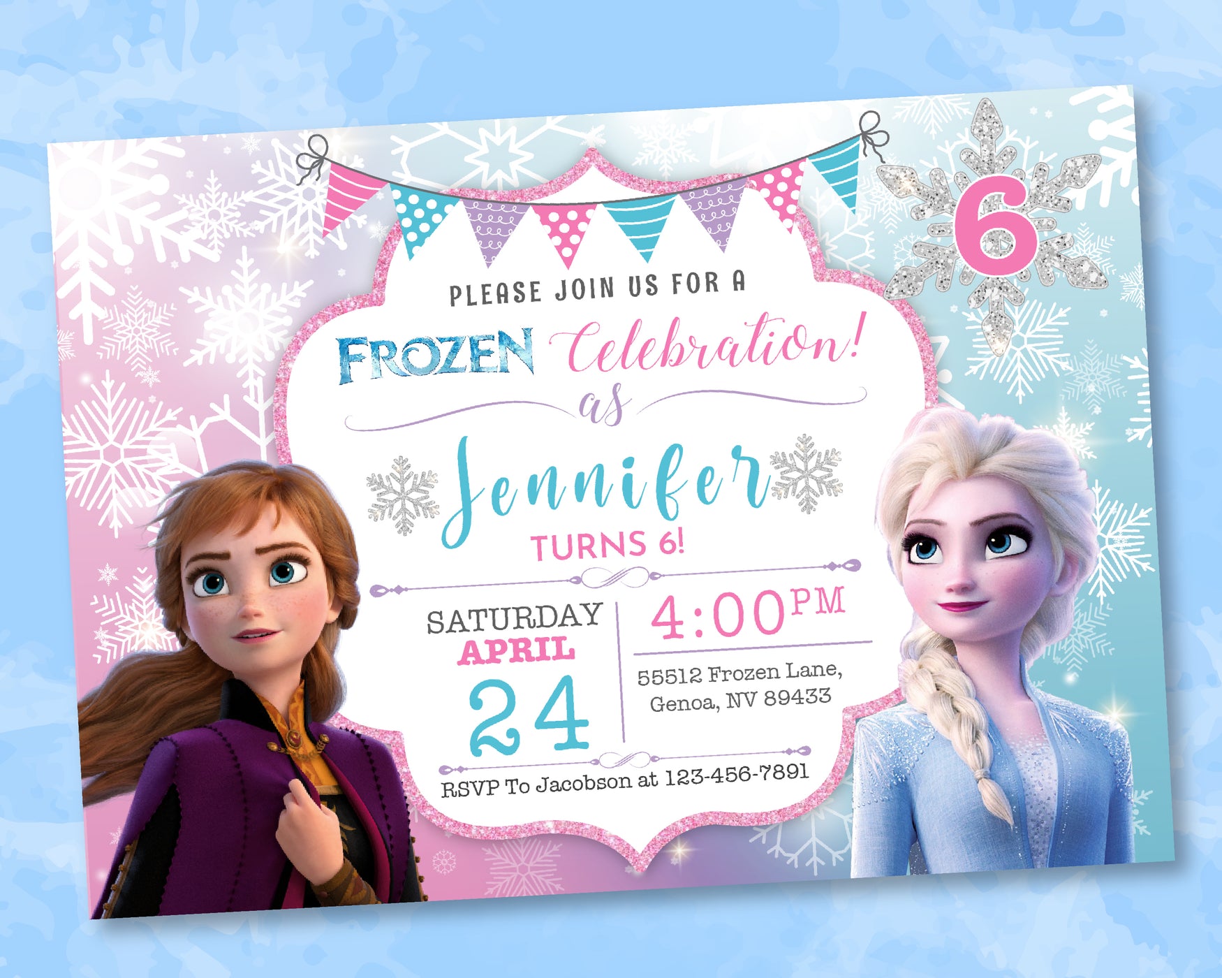 frozen printable birthday card