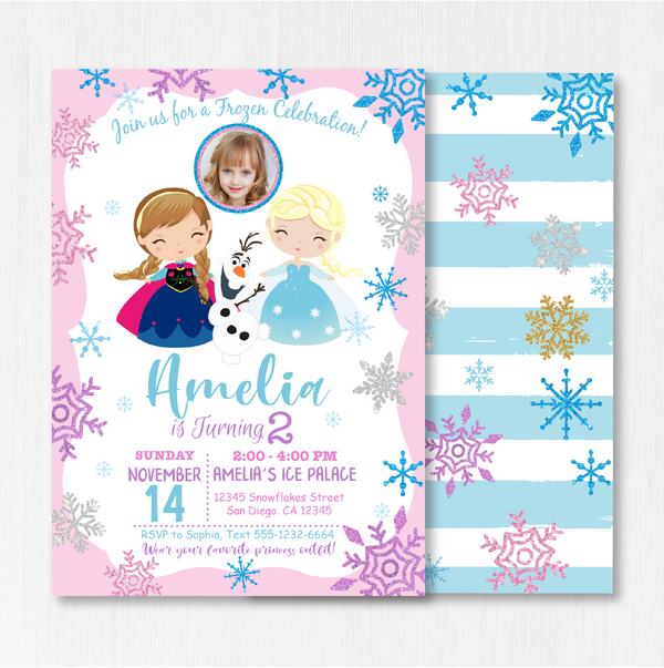 Frozen Birthday Invitation Template With Photo | Editable | Printable | Instant Download