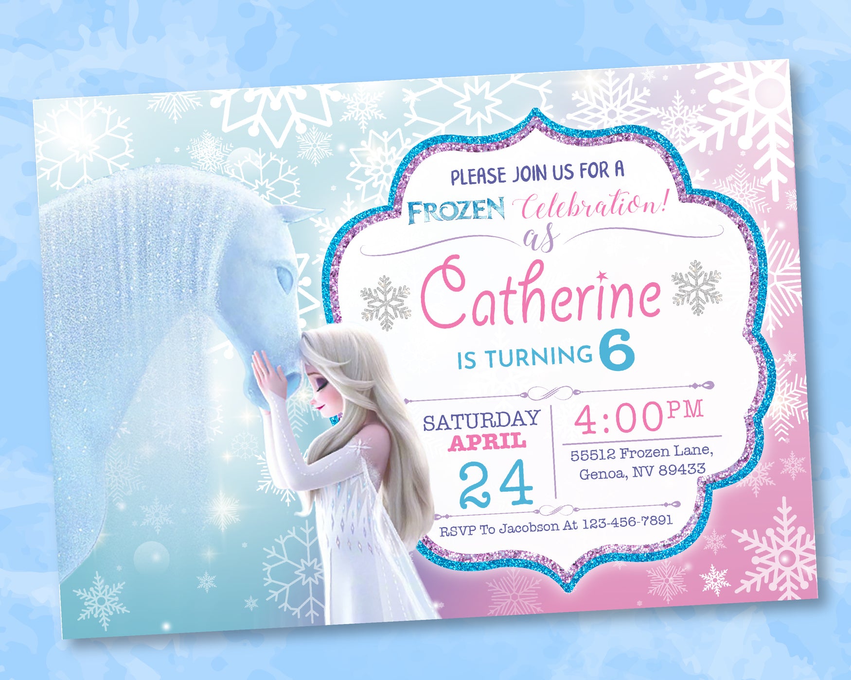 Frozen Birthday Invitation | Elsa Anna Birthday Party Invitation | Editable | Printable | Instant Download