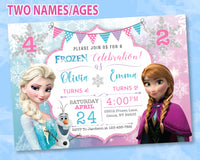 Frozen Birthday Invitation | Two Names | Two Ages | Elsa Anna Birthday Party Invitation | Editable | Printable | Instant Download
