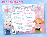 Frozen Birthday Invitation | Two Names | Two Ages | Elsa Anna Birthday Party Invitation | Editable | Printable | Instant Download
