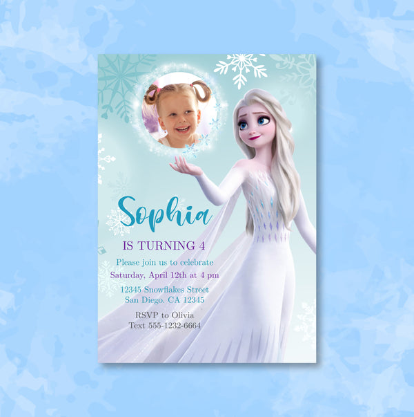 Frozen Birthday Invitation Template With Photo | Editable | Printable | Instant Download