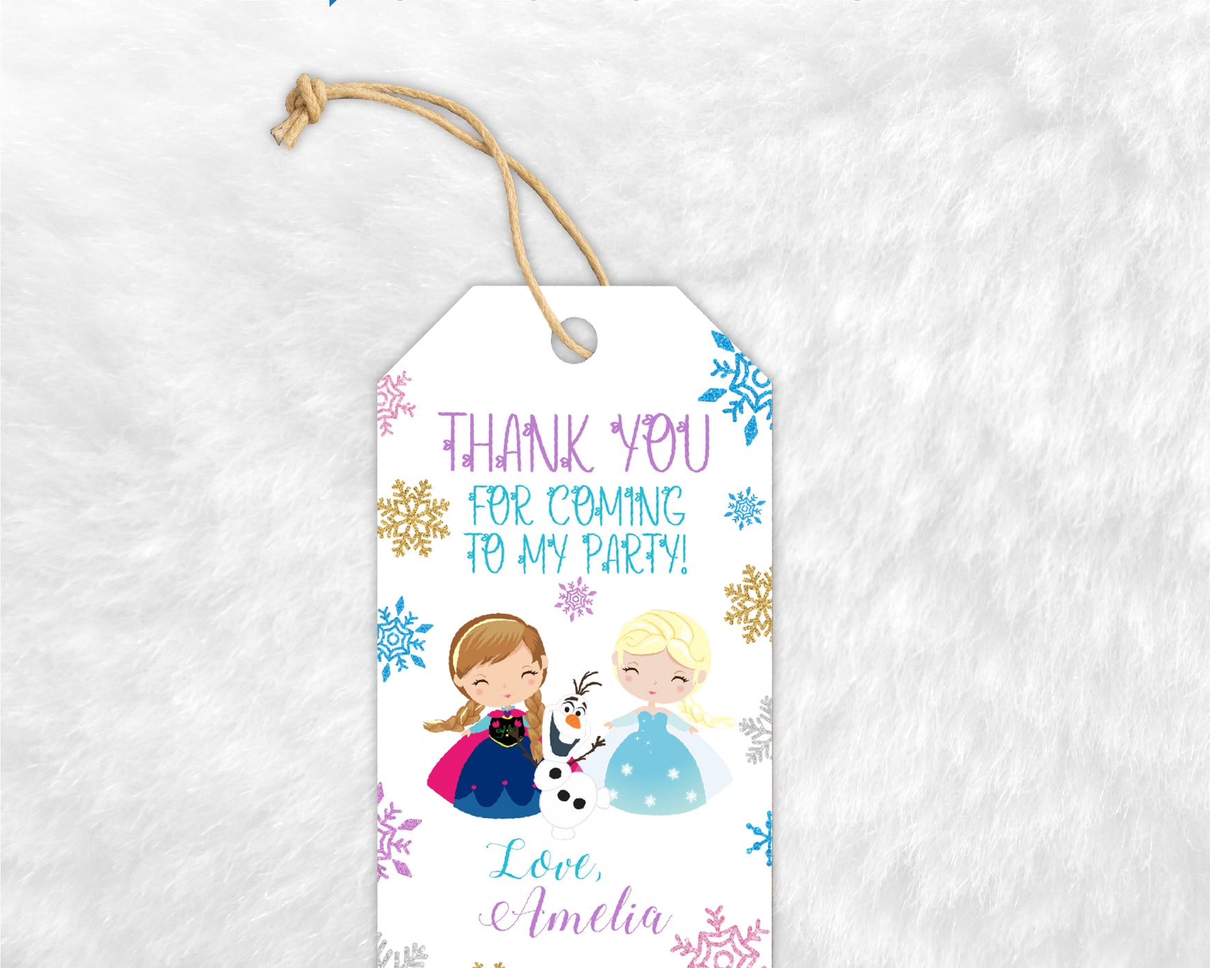 Frozen Birthday Tags Template | ELSA ANNA Thank you tags | Editable | Printable | Instant Download