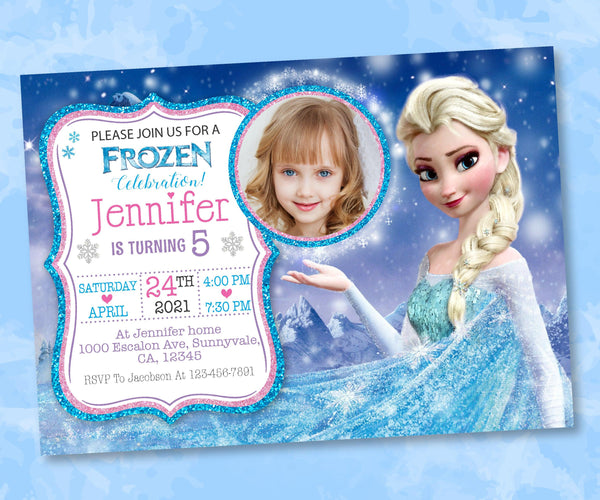 Frozen Birthday Invitation Template With Photo -Instant Download - kidszoneparty