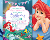 Little Mermaid Birthday Invitation Template | Editable | Printable | Instant Download
