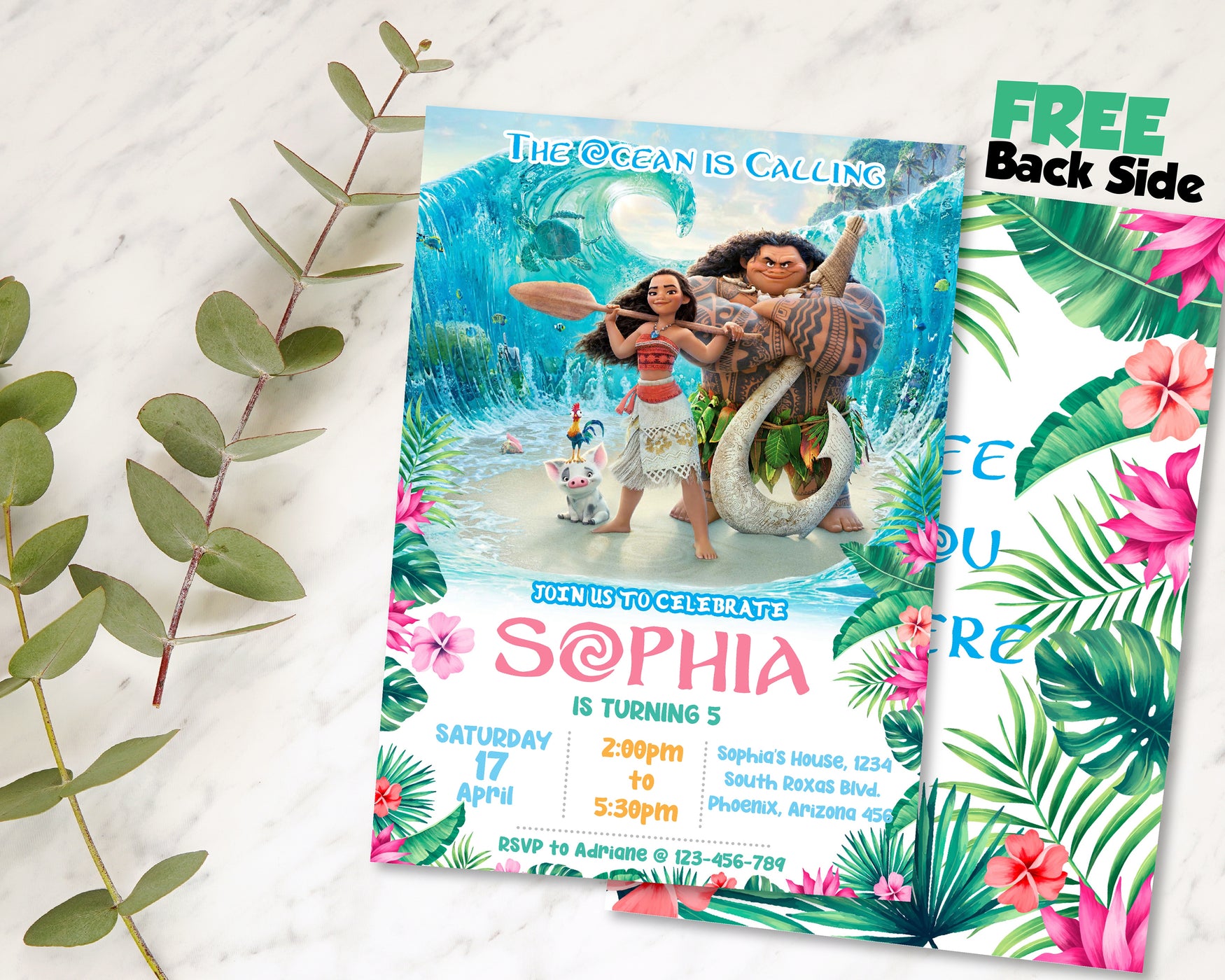 Moana Birthday Invitation Template With Photo | Editable | Printable | Instant Download