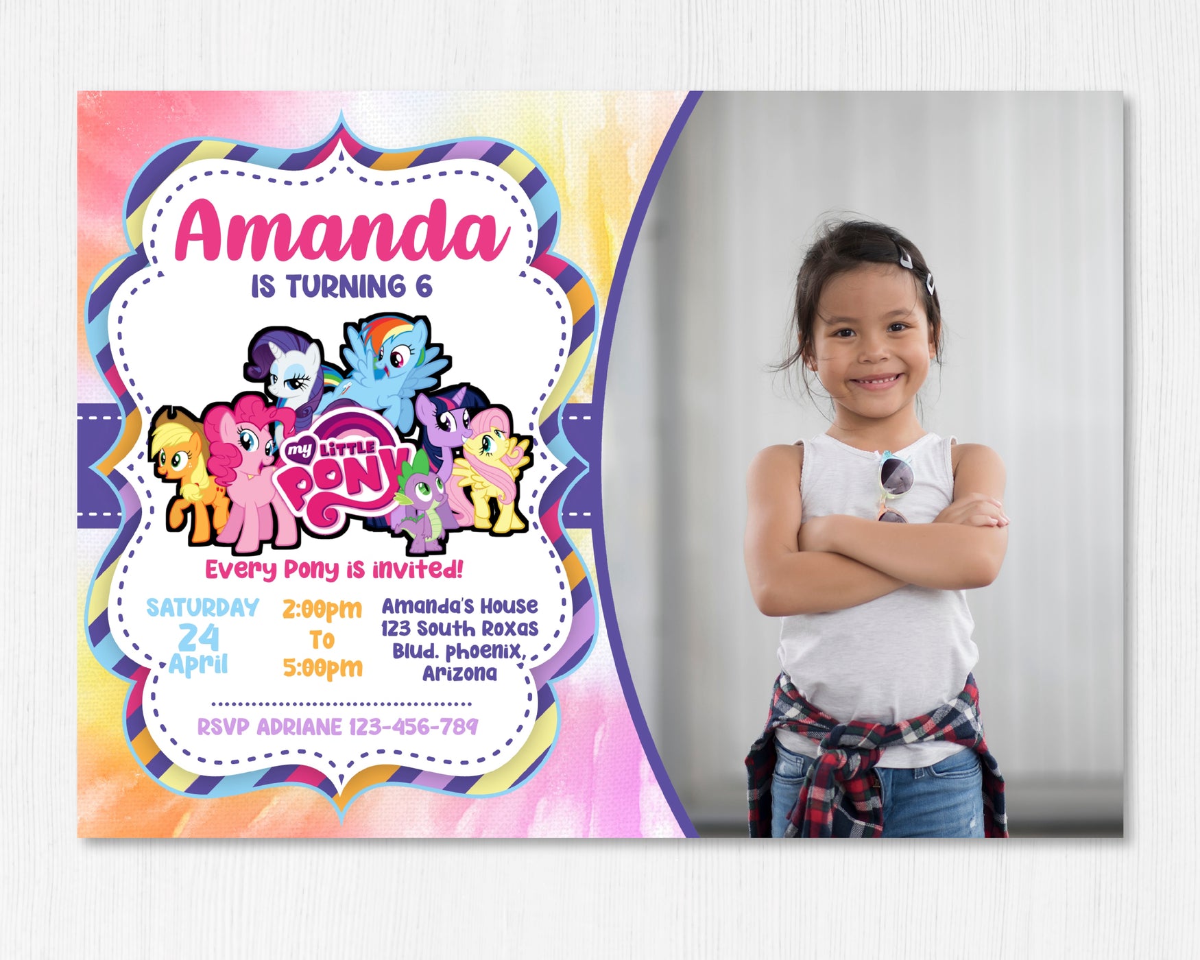 My Little Pony Birthday Invitation Template With Photo| Editable | Printable | Instant Download