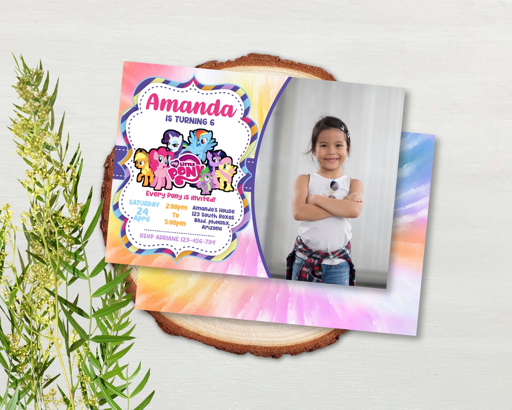 My Little Pony Birthday Invitation Template With Photo| Editable | Printable | Instant Download