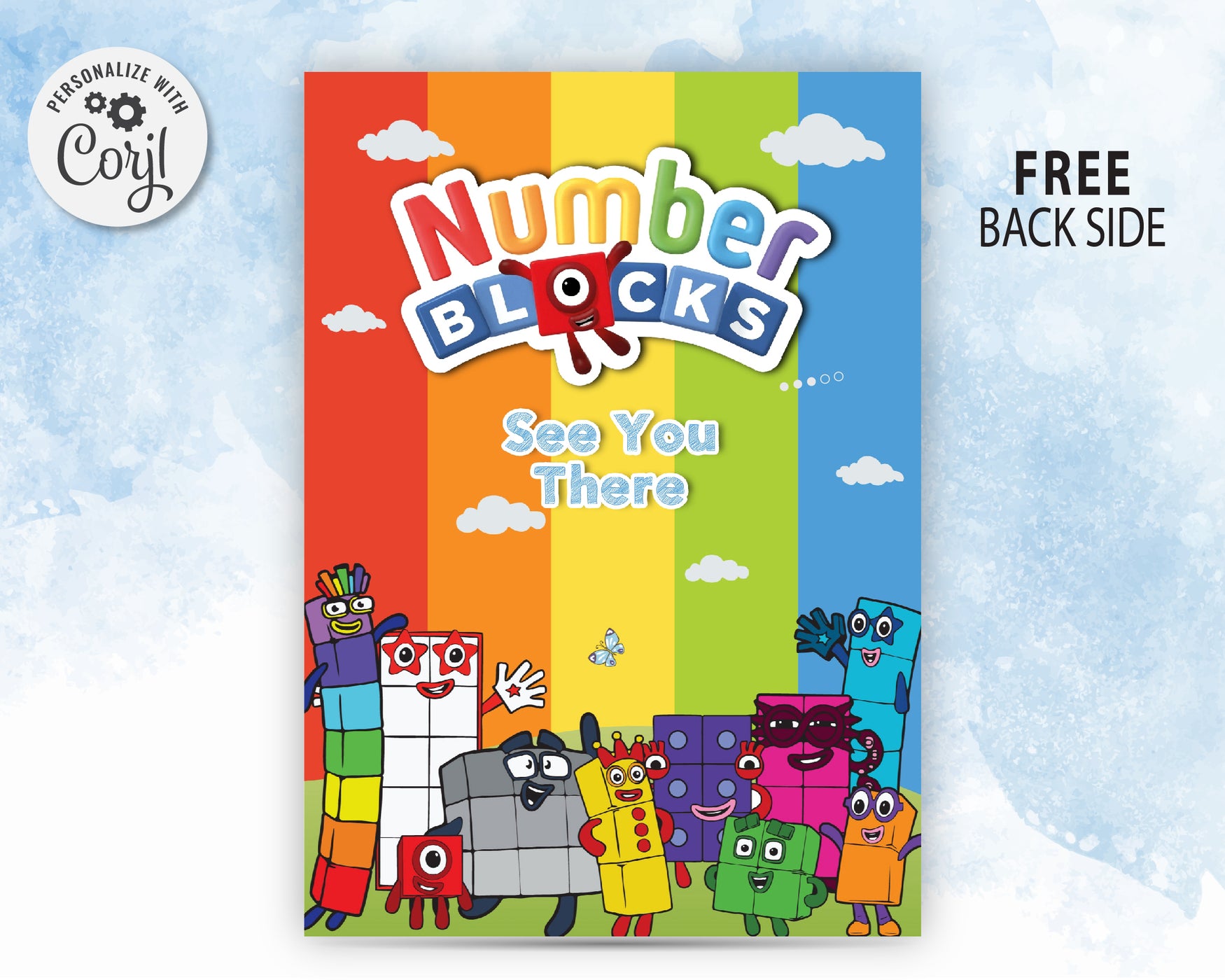 Numberblocks Birthday Invitation | Free Thank you tag | Editable | Printable | Instant Download