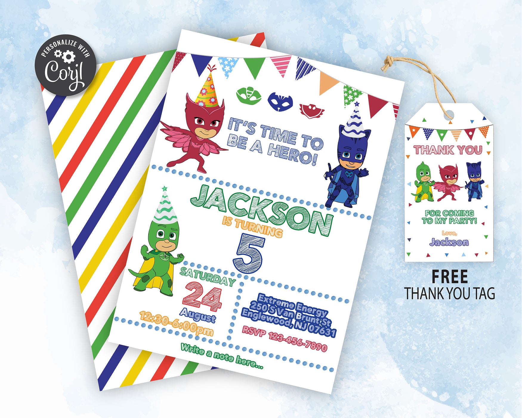 Pj Mask Birthday Invitation Template With Photo | Editable | Printable | Instant Download