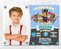 Paw Patro Birthday Invitation Template With Photo| Editable | Printable | Instant Download
