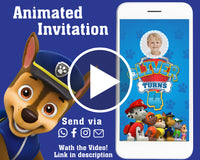 Paw Patrol Animated Birthday invitation For Boy, Paw Patrol birthday party invite, invitation video
