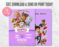 Paw Patro Birthday Invitation Template | Editable | Printable | Instant Download
