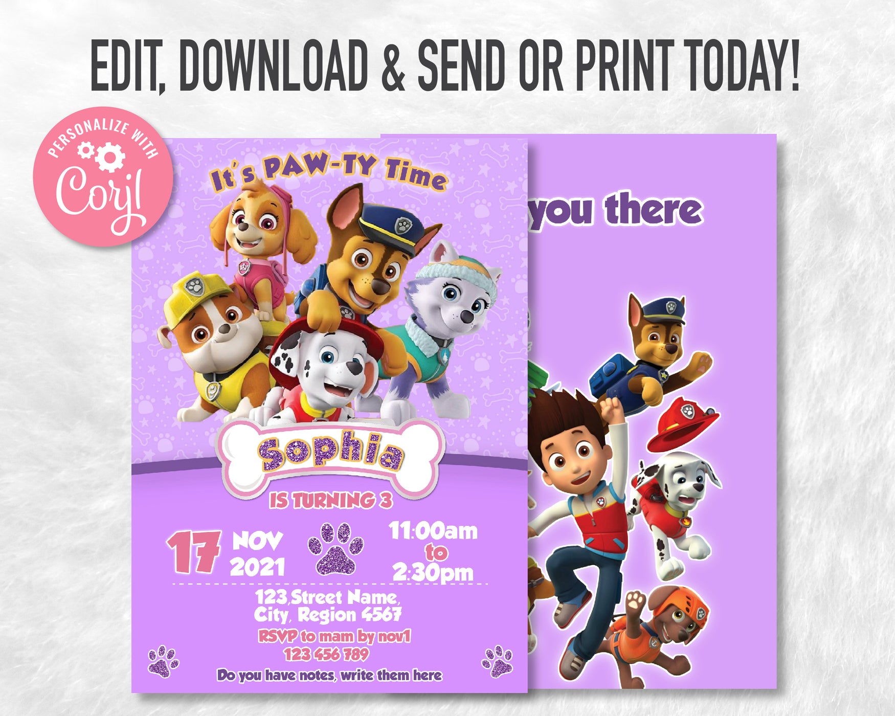 Paw Patrol Animated Birthday invitation For Boy, Paw Patrol birthday party  invite, invitation video