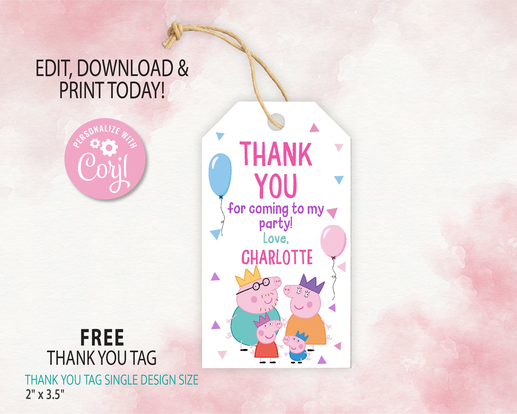 Peppa Pig Birthday Invitation Template | Editable | Printable | Instant Download