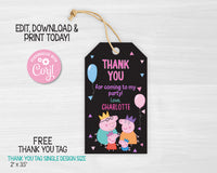 Peppa Pig Birthday Invitation Template | Editable | Printable | Instant Download
